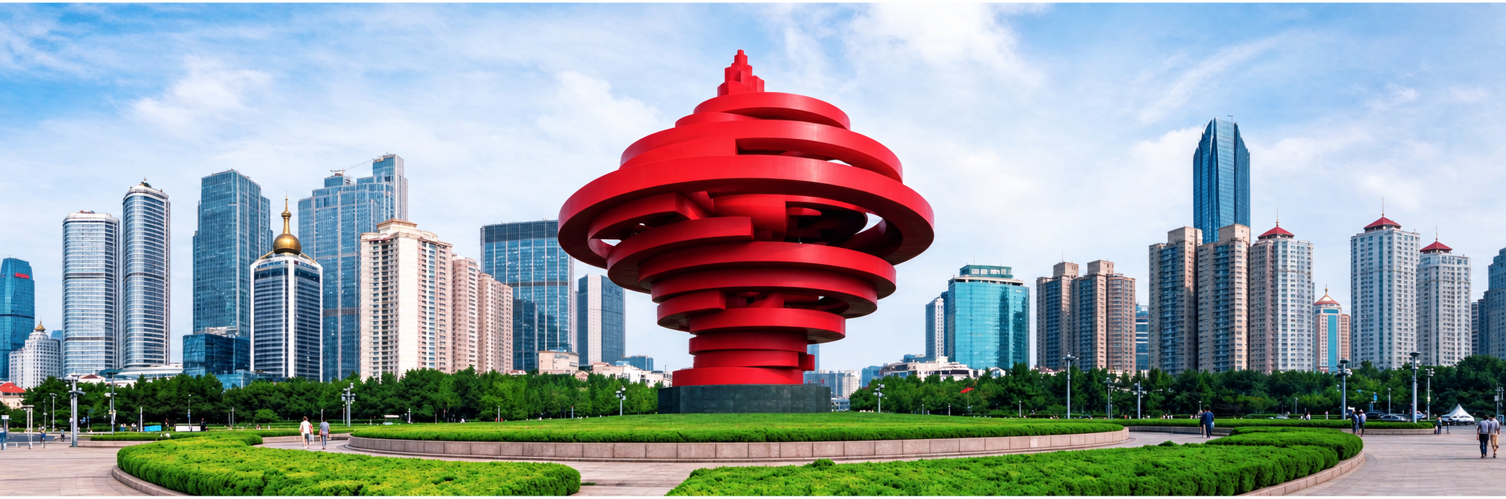 Qingdao coastal skyline at May Fourth Square